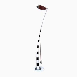 Lámpara de pie vintage de diseño Zebra en blanco y negro, años 70