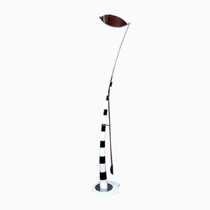 Vintage Floor Lamp in Black and White Zebra Design, 1970s