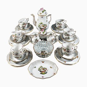Coffee & Dessert Set for 12 People from Herend, Hungary, 20th Century, Set of 43