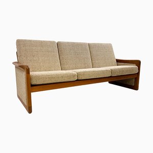 Mid-Century Teck and Beige Wool Cushions Sofa from Dyrlund, 1960s