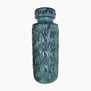 Vintage Turquoise Vase in Fat Lava from Scheurich, 1970s