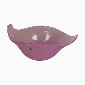 Large Italian Shell Bowl in Pink Opaline Murano Glass, 1970s