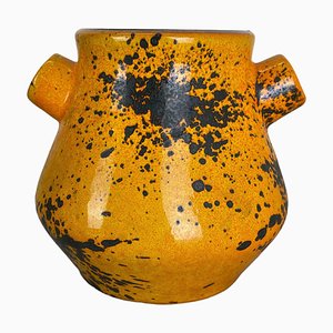 Orangefarbene deutsche Vintage Keramik Studio Keramikvase von Marei Ceramics, 1970er