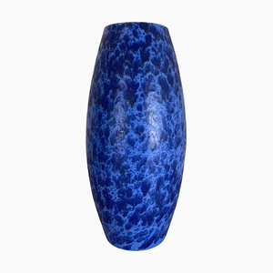 Large Pottery Fat Lava Blue Floor Vase from Scheurich, 1970s