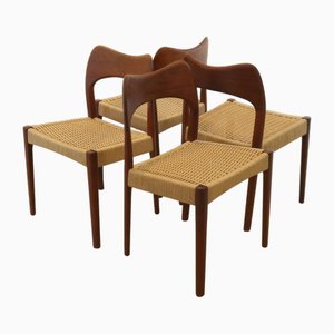 Mid-Century Logster Dining Room Chairs by Arne Hovmand Olsen for Mogens Kold, Set of 4