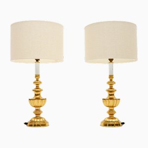 Vintage Brass Table Lamps, 1970, Set of 2
