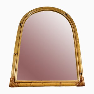 Vintage Italian Bamboo Arched Mirror, 1970s