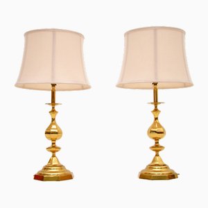 Vintage Brass Table Lamps, 1970s, Set of 2