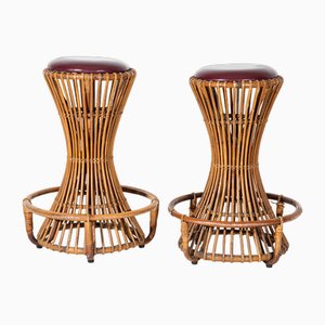 Bambus Hocker von Tito Agnoli für Pierantonio Bonacina, 1950, 2er Set
