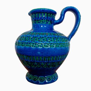 Blaue Rimini Pitcher Vase aus Keramik von Aldo Londi für Bitossi, 1960er