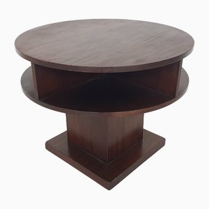 Art Deco Round Mahogany Side Table, the Netherlands, 1930s