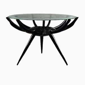 Table Basse Noire Mid-Century avec Pied en Araignée par Carlo De Carli, Italie, 1950