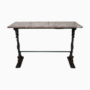 French Marble Topped Cast Iron Console Table, 1890