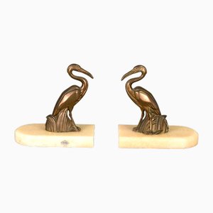 French Art Deco Stork Bookends, 1930s, Set of 2