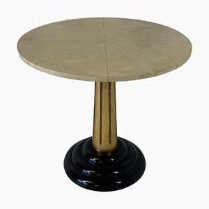 Table Basse Art Déco en Feuille d'Or et Laqué Noir, Italie, 1980s