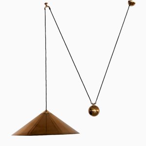 Large Vintage Counter Balance Keos Pendant Light in Brass by Florian Schulz, 1970s