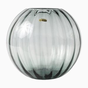 Graue Glaskugelvase in Optik von Wilhelm Wagenfeld für WMF, 1960er