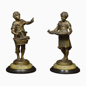 Französische Spelter Figuren, 1890er, 2er Set