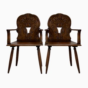 Chaises d'Appoint avec Accoudoirs Savoyard, 1890s, Set de 2