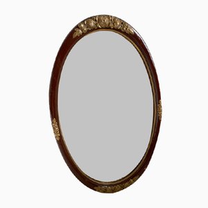 Art Deco Oval Gilded Brown Mirror, 1930s