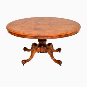 Antique Victorian Burr Walnut Loo Table, 1870