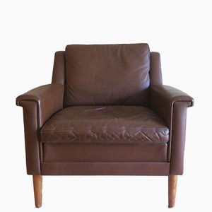 Mid-Century Danish Brown Leather Lounge Chair, 1960s