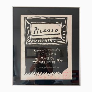 Póster de la exposición de Berlín firmado a mano por Pablo Picasso, años 60, impreso