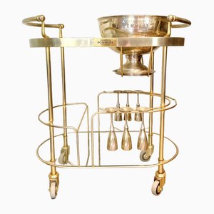 French Silver Champagne Bar Trolley, 1980s