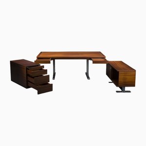 Vintage Executive Desk in Rosewood with Sideboard by Walter Knoll for the Art Collection Series, 1990, Set of 3