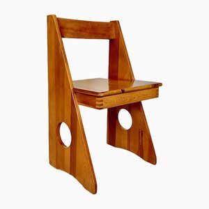 Brutalist Swedish Pine Side Chair by Gilbert Marklund for Furusnickarn, 1970s