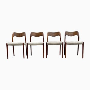 Model 71 Chairs in Walnut and Hallingdal Wool by Niels Otto Møller for J.L. Møllers, 1960s, Set of 4
