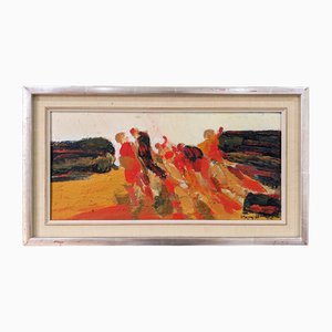 Connection, Oil Painting, 1950s, Framed