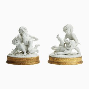 Putti in Biscuit Porcelain from Meissen, 1800s, Set of 2