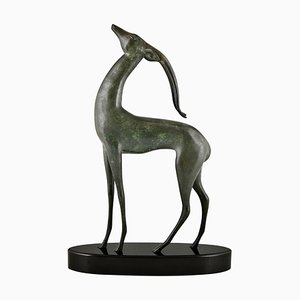 Boisnoir & Marcel Guillemard, Art Deco Antilope, 1925, Bronze auf Marmorsockel