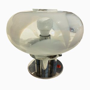 Lámpara de mesa de cristal de Murano y acero atribuida a Toni Zuccheri, años 70