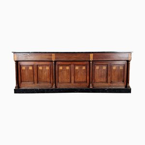 Large Art Deco Pharmacy Counter in Mahogany and Marble, 1909