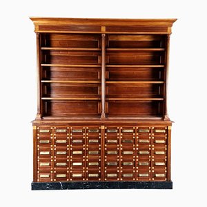 Large Art Deco Mahogany and Marble Apothecary Cabinet, 1909