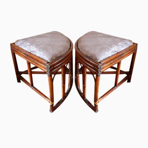Set of Rattan Benches with Cushions, 1960s