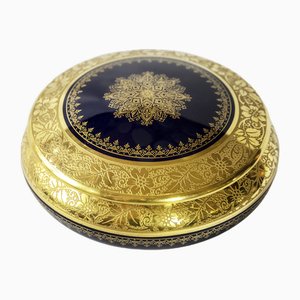 French Limoges Porcelain Jewelry Box with Gold Decor, 1970s