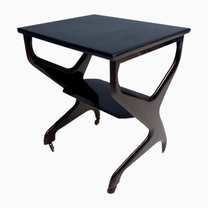 Postmodern Ebonized Beech Serving Cart in the Style of Ico Parisi, Italy