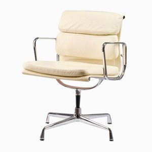 Vintage EA208 Soft Pad Management Chair in Cream Leather by Charles & Ray Eames for Vitra, 1990s