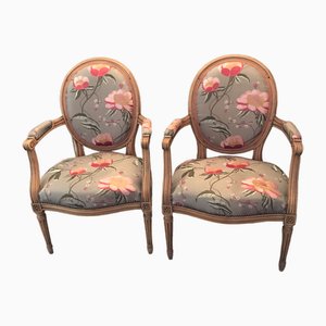 French Silk Armchairs, 1920s, Set of 2