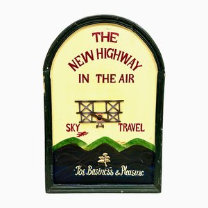 Hand-Painted Sky Travel Advertising Wall Sign, 1950s