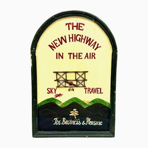 Panneau Publicitaire Sky Travel Peint à la Main, 1950s