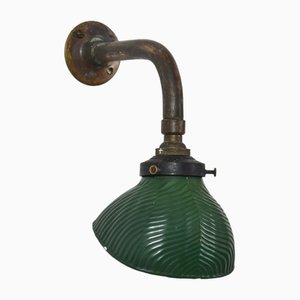 Antique Brass Wall Light with Mercury Glass Shade, 1920s