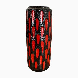 Vase Fat Lava en Poterie Tube Strawberry de Scheurich, Allemagne, 1970