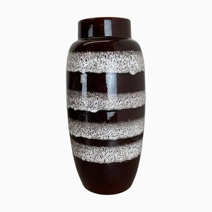 Große Fat Lava Bodenvase mit weißen Ringen aus Keramik von Scheurich, 1970er