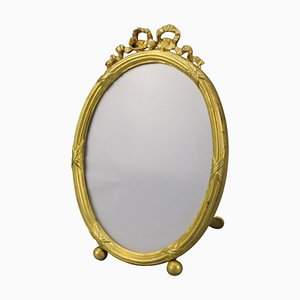 Early 20th Century French Louis XVI Bronze Oval Desktop Picture Frame, 1890s