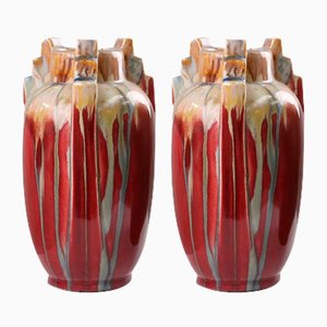 Art Deco Ceramic Vases, 1930s, Set of 2