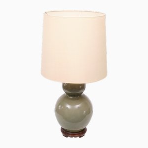 Large Crackled Celadon Porcelain Table Lamp, 1958